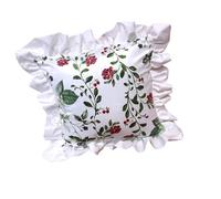 EXQIOUR Housse de coussin décorative à motif floral nordique avec bordure volantée en velours hollandais lavable pour décoration d'intérieur, housse de coussin multi-usages
