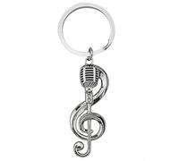 EXQIOUR Porte-clés robuste inspiré de la musique avec une forme alternative pour ceux qui apprécient l'individualité et les tendances modernes. Porte-clés en métal argenté, Argent Musique, taille