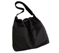 EXQIOUR Sac à bandoulière décontracté essentiel en nylon avec grande capacité et plusieurs compartiments pour organiser le sac seau de voyage, Noir , One Size