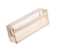 EXQIOUR Trousse à crayons transparente double couche grande capacité pour stylos, organiseurs de voyage, trousse de maquillage rectangulaire, marron, Beauté de masse