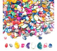 Exquilnova 500 g de pierres de mosaïque pour le bricolage, mini fragments de coquillages en mosaïque, kit de mosaïque, mosaïques de coquillages colorées pour DIY créatif, pots de fleurs, cadres photo