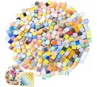 Exquilnova 900 g de pierres de mosaïque pour bricolage - Environ 1000 pièces - 1 x 1 cm - Mini pierres mosaïque en verre colorées - Kit de bricolage pour bricolage créatif, pots de fleurs, cadre photo