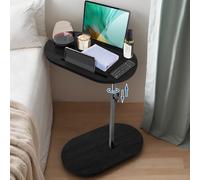Exquilnova C Form Table d'appoint rotative à 360° - Hauteur réglable de 42 à 82 cm - En bambou et métal - Petite table basse - Table basse latérale pour salon, salle de bain, lit, canapé (noir)