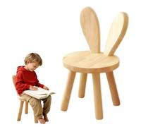 Exquilnova Chaise pour enfant en bois - 45 x 26 cm - Chaise haute stable avec dossier oreilles de lapin - Petit tabouret pour manger, jouer et lire
