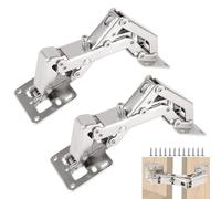 Exquilnova Lot de 2 charnières à fermeture douce à 170 degrés pour portes d'armoire avec vis, charnière à rabat cachée réglable pour armoire, couverture complète