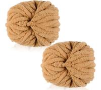 Exquilnova Lot de 2 pelotes de laine chenille douce pour tricot et crochet, couvertures, coussins, écharpes, lits pour animaux de compagnie, sacs, chapeaux, pulls (thé au lait)