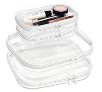 Exquilnova Lot de 3 trousses de toilette rigides avec fermeture éclair - Trousse de toilette étanche - Trousse de maquillage transparente - Trousse de toilette - Organiseur de crayons - Rangement