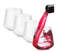 Exquilnova Lot de 4 verres à vin de 400 ml en plastique réutilisables - Portables - Verres de camping incassables - Verres en plastique transparent avec nervures - Pour la famille, le camping, les