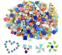 Exquilnova - Lot de 630 pièces de mosaïque de couleurs mélangées, carreaux de mosaïque en cristal en polygones pour l'art et l'artisanat, environ 900 g, pour bricoler des assiettes, pots de fleurs