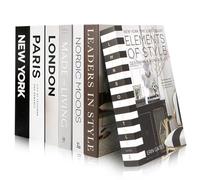 Exquilnova Lot de 7 livres décoratifs pliables, décoratifs, présentoirs, noirs et blancs, pour décoration de la maison, table basse, bureau, table basse, table basse, sans pages