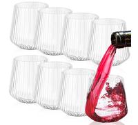 Exquilnova Lot de 8 verres à vin en plastique transparent côtelé pour champagne, cocktail, boissons, 400 ml