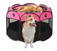 Exquilnova Parc portable pour chiot - 91 x 91 x 58 cm - Pliable - Enclos pour chat - Pour appartement - Enclos pour chiot - Pour l'intérieur - Tissu Oxford imperméable pour chien, chat, lapin (rose)