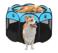 Exquilnova Parc portable pour chiot - Pliable - Pour appartement - Pour l'intérieur - Tissu Oxford imperméable pour chien, chat, lapin - 74 x 74 x 43 cm - Bleu