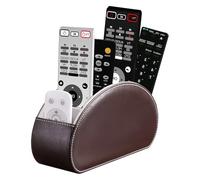 Exquilnova Porte-télécommande avec 5 poches, rangement en cuir pour TV, DVD, clé 4K et télécommandes Bluray, également comme organisateur de bureau pour stylos, cosmétiques (marron)