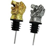 EXQUIMEUBLE 2pcs Bouchons de Vin en Alliage Forme Tête de Lionceau Bouchon Verseur à Vin Léger et Créatif pour Fête à Domicile Accessoire Bouteille Pratique
