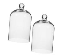 EXQUIMEUBLE 2pièces Cloche Verre Transparent pour Décoration De Maison Support Élégant pour Fleurs Séchées Et Accessoires De Maquillage pour Célébrations Et Anniversaires