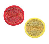 EXQUIMEUBLE 2pièces Coussinets de Bol Chantant Bouddhiste Fait Main Accessoires pour Instruments Rituels Jaune et Rouge