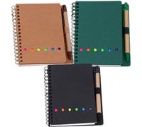 EXQUIMEUBLE 3 Pièces Carnet Adhésif à Spirale Travail Écriture Lisse et Planification, Papier Décalé Double Face en Cuir de Vache Léger pour École et Bureau