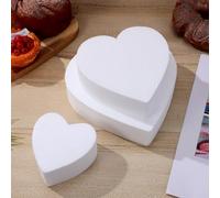 EXQUIMEUBLE 3 pièces Moule Cake Dummy Polystyrène Forme Cœur Blanc DIY Décoration Réutilisable pour Présentoir Montée et Modélisme Cake Craft