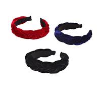EXQUIMEUBLE 3Pièces Bandeaux Vintage Lot de Accessoires Tressés et Filles Rouge Noir Royal Élégant et Pratique pour Styles