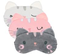 EXQUIMEUBLE 3Pièces Masque de Mignon Carton de Chat Lot de Masques pour Yeux avec Bandeau Élastique pour Hommes Femmes Parfait pour Voyages Pyjama
