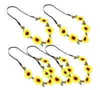 EXQUIMEUBLE 5pièces Couronne De Fleurs De Hawaïenne De Bandeaux Pour Fête à Thème Tropical Pour Mariage Plage Et Événements Jaune