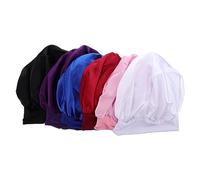 EXQUIMEUBLE 6pièces Bonnet Élastique à Large Bord Pour Femmes Et Filles Accessoire De Nuit Satin Pour Prévenir Les Frisottis Et Protéger Les Cheveux Pour Sommeil Soins Capillaires