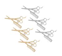 EXQUIMEUBLE 8 Pièces Broche Créative de Barbier en Alliage de Zinc Peigne et Ciseaux, Épinglette de Revers Délicate pour Vêtements, Accessoire Facile à Porter au Salon de Coiffure