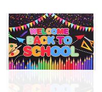 EXQUIMEUBLE Bannière de Rentrée Scolaire en Polyester, Décorations pour Tableau D'affichage, Toile de Fond Créative et Suspendue pour Salle de Classe ou Bureau