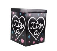 EXQUIMEUBLE Boîte de Révélation du Pliable Noire pour Shower Boîte Décorative Ballons Bleus et Roses Présent Fête d'Anniversaire Bébé Décoration Fête Naissance Garçon Fille