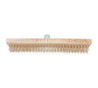 EXQUIMEUBLE Brosse de Nettoyage Anti-Mousse Manche Adaptable pour Jardin Fil d'acier Cuivré Brosse Pratique Jaune pour Espaces Étroits et Entre Dalles