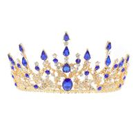 EXQUIMEUBLE Couronne de Mariage Baroque en Strass Bleu Couvre-Chef Décoratif pour Coiffure de Mariée Accessoire Élégant Polyvalent pour Cheveux Longs et Courts pour Mariage et Fête