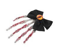 EXQUIMEUBLE Gothic Skeleton Hand Hair Clip with Bow Spooky Halloween Accessory for Parties and Costumes