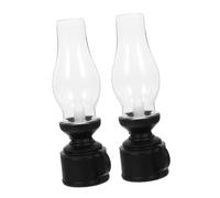EXQUIMEUBLE Lampe à Pétrole Électronique Vintage LED 2 Pièces Décoration de Table Air Lampe Tempête Transparent Éclairage Polyvalent pour Noël et Camping