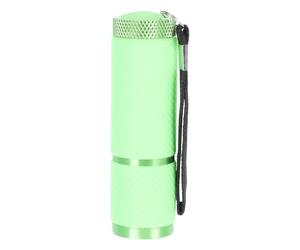 EXQUIMEUBLE Lampe Torche UV Portable Verte à LED 9 Lumières pour Séchage Rapide de Gel à Ongles, Détecteur D'authenticité et D'argenté, en Alliage D'aluminium et Caoutchouc, pour Manucure