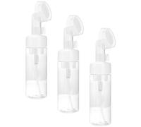 EXQUIMEUBLE Lot de 3 Flacons Pompe Mousse Transparents 150ml Brosse Faciale Souple, Bouteille Vide Multifonction pour Nettoyants Visage, Usage Voyage et Domicile