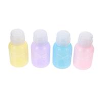 EXQUIMEUBLE Lot De 4 Bouteilles D’échantillons Réutilisables Petites, Étanches Et Solides, Pour Cosmétiques, Voyage Et Usage Quotidien, Couleurs Macaron Avec Nœud (bleu, Rose, Jaune, Violet)
