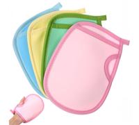 EXQUIMEUBLE Lot De 4 Moufles Exfoliants Doux Bain Bain Taille Garçon Et Filles Nettoyage Corporel Pour Peaux Mortes Couleurs Assorties Bleu Rose Vert Jaune Et Soins Quotidiens