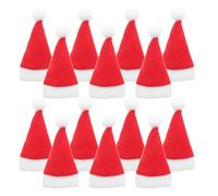 EXQUIMEUBLE Mini Chapeaux de Noël Rouges pour Décorations Festives, 50 Pièces en Tissu Brossé, Supports de Vaisselle Portables pour Sapins et Poupées en Fête