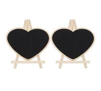 EXQUIMEUBLE Petit Tableau Noir Debout en Bois Forme Cœur 2pcs Léger Facile à Nettoyer pour Décoration Bar et Maison