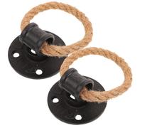 EXQUIMEUBLE Poignée de Porte Lot de 2 Pièces en Fer et Corde Noire Vintage Design Unique Facile à Installer pour Meuble, Armoire ou Tiroir Décoratif Intérieur