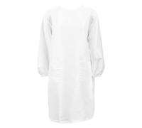 EXQUIMEUBLE Tablier de Travail de Salon de Coiffure Blanc à Manches Longues Vêtements de Travail de Coiffeur Unisexe Poches Protection Professionnelle pour Teinture Coupe et Spa Lavage