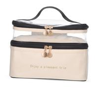 EXQUIMEUBLE Trousse De Toilette Voyage à Double Compartiment Sac à Maquillage Transparent Et Élégant pour Femmes Rangement Pratique des Produits De Beauté Et Accessoires pour Voyages Et