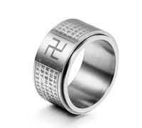 Exquis Acier Inoxydable Coeur Méridien Bague Rotative Hommes Et Femmes Index Doigt Bague Bouddhiste Bijoux Cadeaux