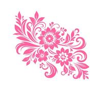 exquis floral avec des tourbillons de feuilles et des baies détaillées sur un idéal immaculé Stickers artistiques en vinyle 42x46.1cm Décoration artistique Rose