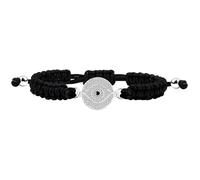 Exquis Platine/Or/Noir plaqué incrusté de Zircon Mauvais œil chaîne de Polyester Noir Bracelets amulette tissés à la Main pour Les Femmes pour Un Usage Quotidien YA4806