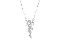 Exquis tulipe fleur Imitation perle Tassel collier, collier pendentif fleur rose. Design floral luxueux jumelé avec zircon cubique étincelant. un cadeau d'anniversaire romantique pour les femmes.