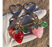 Exquise petite fleur mignonne, porte-clés fraise amour, convient aux dames et aux filles. Accessoire de mode pour sacs, sacs d'école, pendentifs. Accessoire de fantaisie pour les clés et les sacs à ma