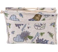 Exquise poignée en bois Sac de rangement en tissu pour les outils de réseau d'aiguilles à tricoter (fleur bleue)