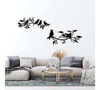 Exquise Sculpture Murale Art Décor 2 Pièces Oiseaux sur Branche Décoration Murale en Métal Oiseau Silhouette Sculpture Murale Feuilles Noires avec Oiseaux Ornement en Métal Panneau à Suspendre